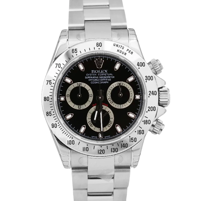 Elegant Watches with Swarovski Crystals for Luxury-NEW STICKERED Rolex Daytona Cosmograph BLACK 40mm REHAUT Steel 116520 BOX