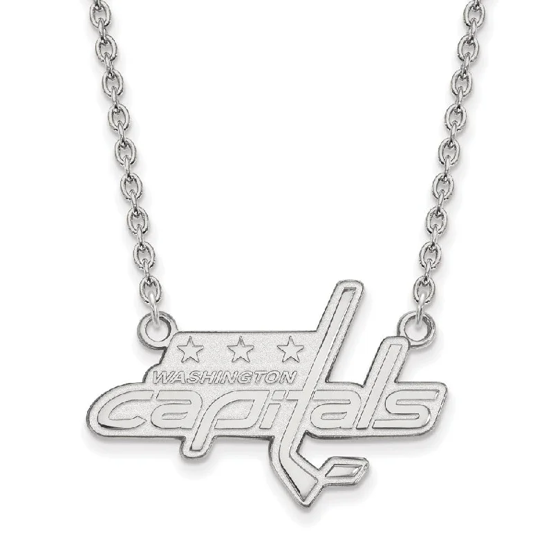 Gold Pendant Necklace for Stylish Women-Sterling Silver NHL Washington Capitals LG Necklace, 18 Inch