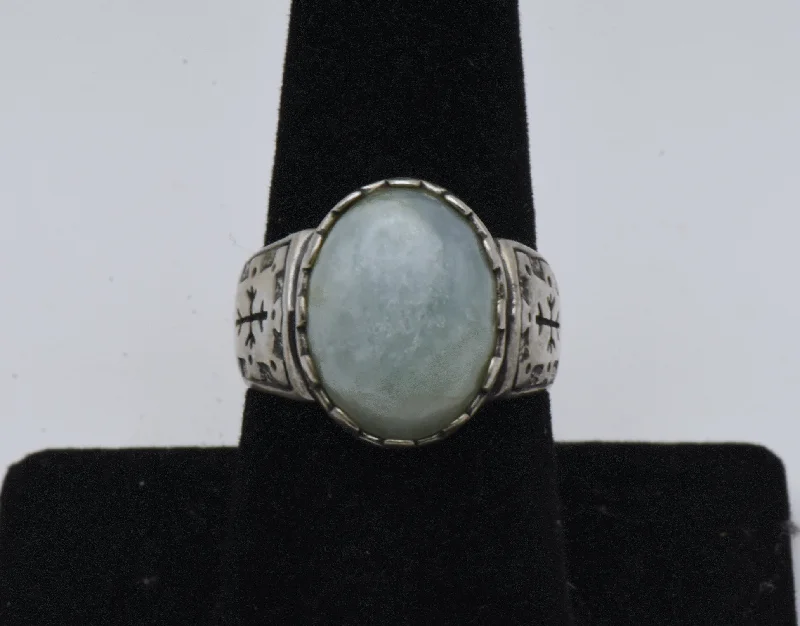 Beautiful Wedding Band for Women-Carolyn Pollack - Vintage Aquamarine Sterling Silver Ring - Size 8