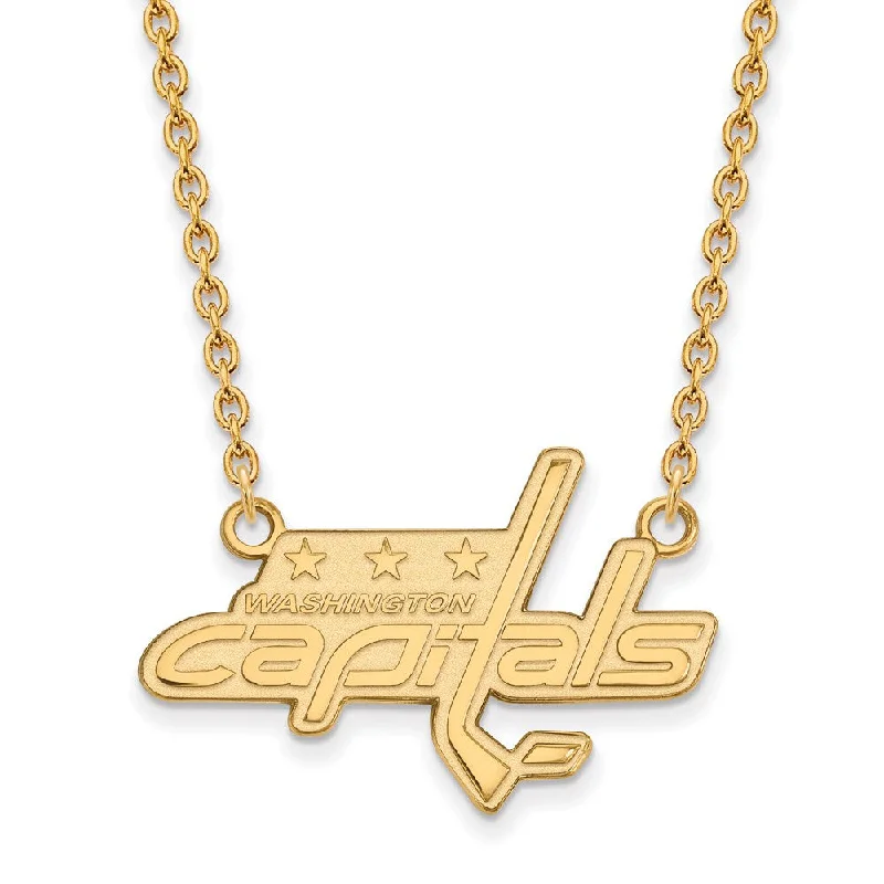 Layered Necklace for Fashion-SS 14k Yellow Gold Plated NHL Washington Capitals LG Necklace, 18 Inch