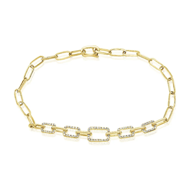 Rose Gold Bracelet for Elegant Style-14K Yellow Gold Diamond Fancy Link Bracelet