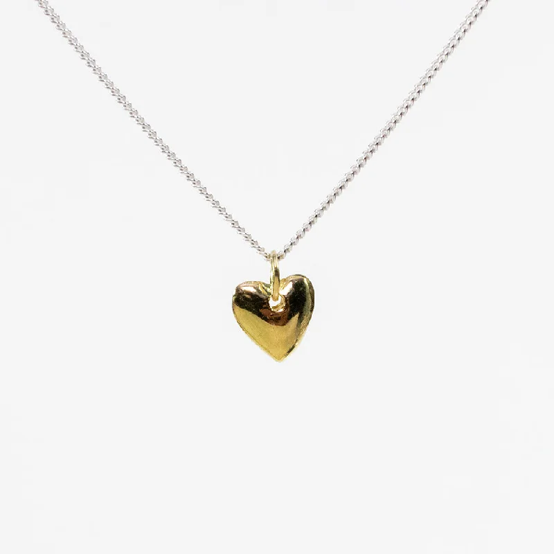 Choker Necklace for Women-Gold Vermeil Heart Puff Necklace