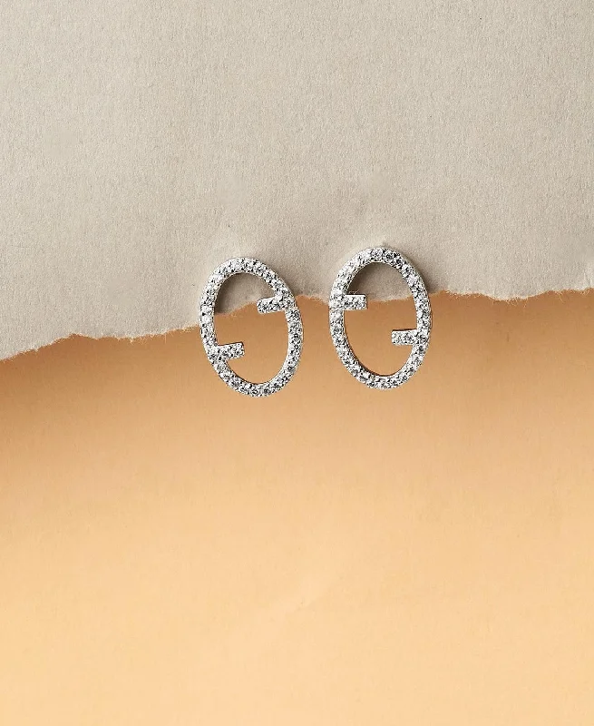 Sparkling Earrings for Evening Parties-Pretty Silver Stud Earring