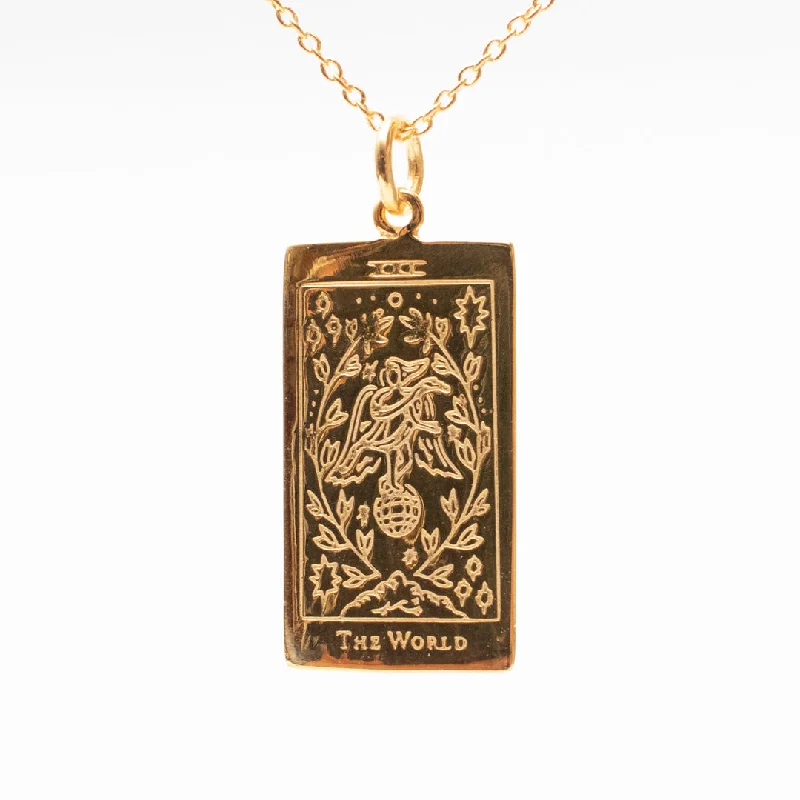 Large Statement Necklace for Occasions-The World Tarot Card Necklace