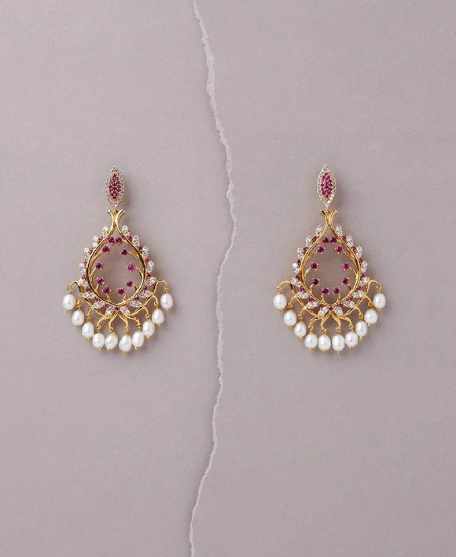 Handmade Earrings for Casual Style-Zaaya Pearl And Stone Jhumkas