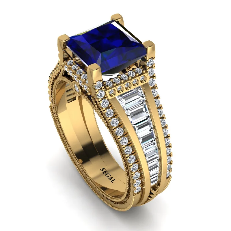 Customizable Gold Ring for Men-Princess Geometric Sapphire Engagement Ring - Marilyn No. 13