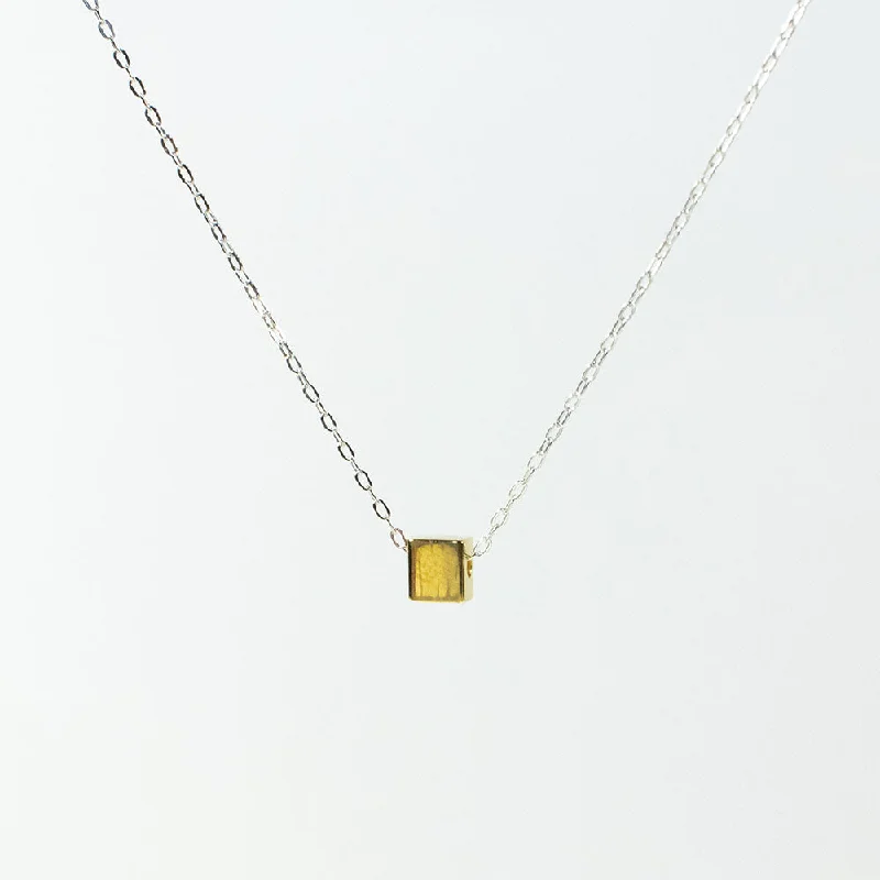 Custom Necklace for Special Celebrations-Gold Vermeil Box Necklace