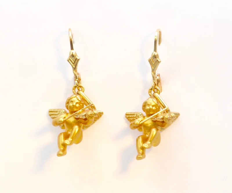 Customizable Gold Earrings-Cupid Earrings in 18K Yellow Gold Designed by Charles Garnier