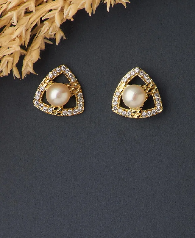 Simple Silver Earrings for Casual Style-Tricon Real Pearl Stud Earring