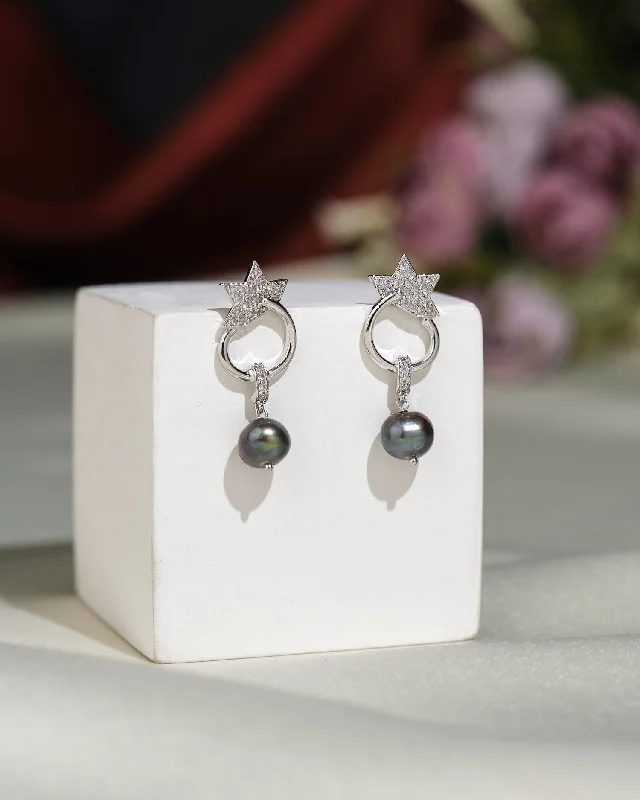 Silver Earrings for Sensitive Ears-Trendy CZ Hang Earrings