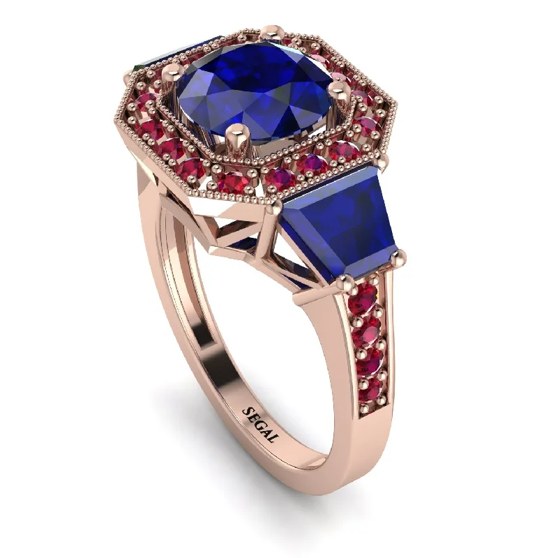 Bold Stackable Rings for Fashion-Modern Halo Princess Cut Sapphire Stone Engagement Ring - Doris No. 59