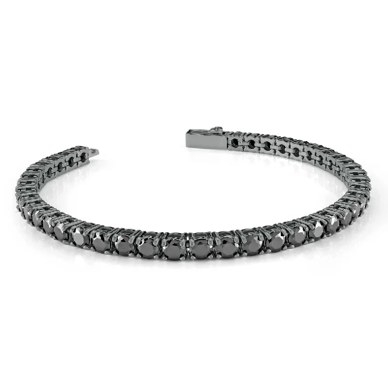 Unique Beaded Bracelet for Festival Wear-MEN'S GUNMETAL STEEL AND BLACK CUBIC ZIRCONIA TENNIS BRACELET