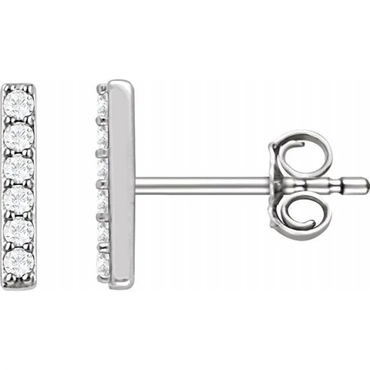 Creative Earrings for Trendy Looks-14K White 1/10 CTW Natural Diamond Bar Earrings