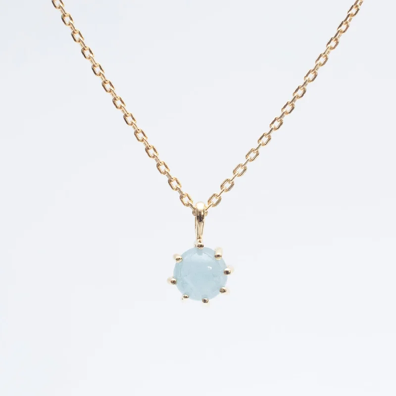 Customizable Charm Necklace-Gold Vermeil Round Claw Set Aquamarine Necklace