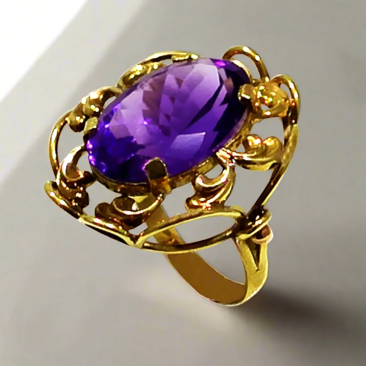 Personalized Gemstone Ring for Gifts-Ring in 14k Gold with amethyst (B-53)