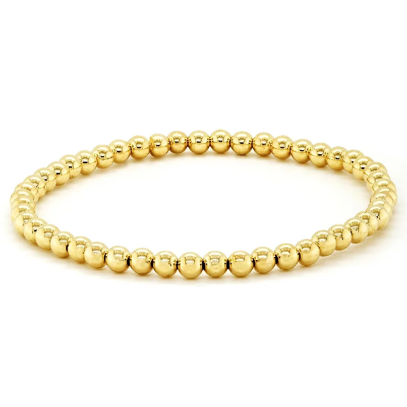 Fashionable Silver Bracelet for Casual Wear-GOLD FILLED STERLING SILVER 4MM BEADED BRACELET