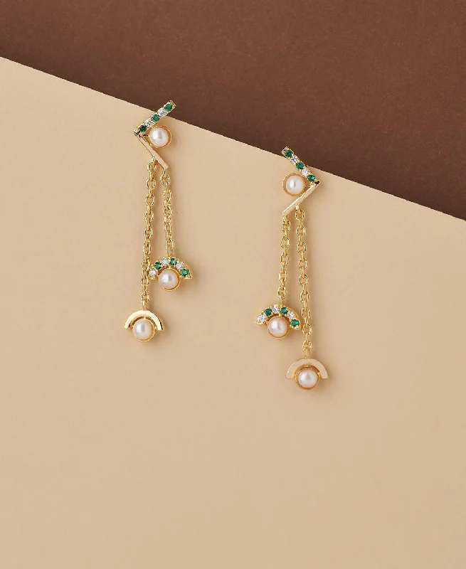 Pearl Drop Earrings for Brides-Pretty White Pearl Hang Earring