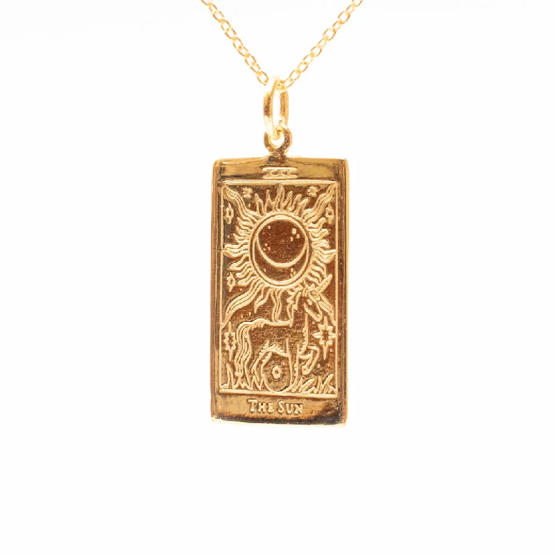 Layered Necklace for Trendy Looks-The Sun Tarot Card Necklace