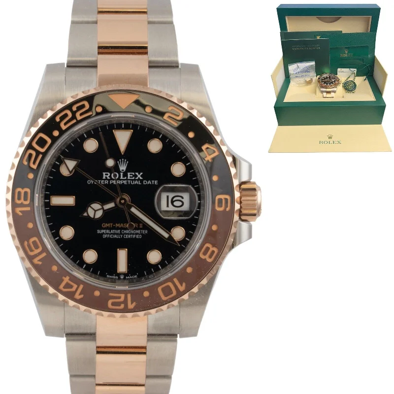 Custom Watches with Personalized Engraving-2020 Rolex GMT-Master II 'Root Beer' 126711CHNR Everose Gold & Steel Watch B+P