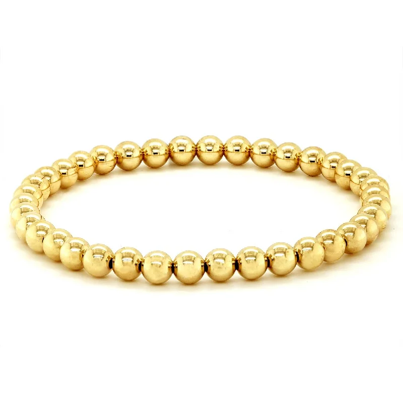 Beaded Charm Bracelet for Casual Fashion-GOLD FILLED STERLING SILVER 5MM BEADED BRACELET