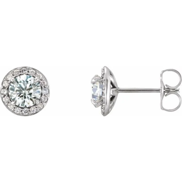 Sparkling Earrings for Special Occasions-14K White 3/4 CTW Natural Diamond Halo-Style Earrings