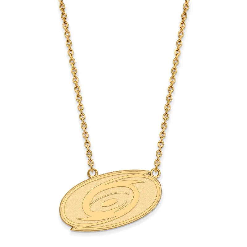 Bohemian Necklace for Hippie Style-14k Yellow Gold NHL Carolina Hurricanes Large Necklace, 18 Inch