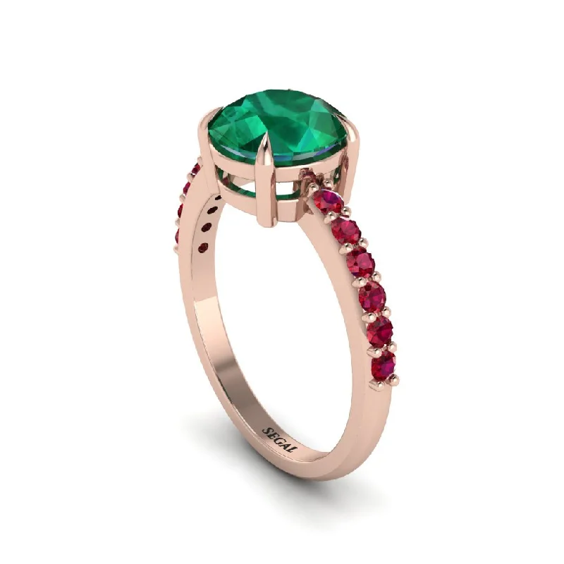 Simple Gold Band Ring-Traditional Emerald Engagement Ring - Elaine No. 50