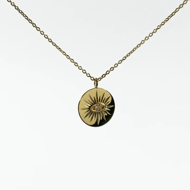 Cute Necklace for Gift Giving-Gold Vermeil Round Eye Necklace