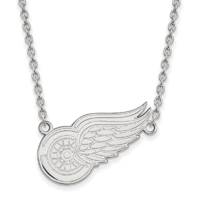 Designer Necklace for Fashion Lovers-Sterling Silver NHL Detroit Red Wings Large Necklace, 18 In