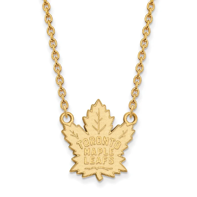 Trendy Gemstone Necklace-14k Yellow Gold NHL Toronto Maple Leafs Large Necklace, 18 Inch