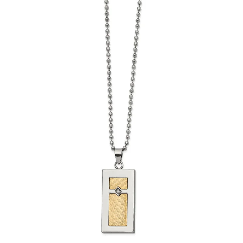 Gemstone Necklace for Summer Events-Stainless Steel, 18k Yellow Gold Accent .025ct Diamond Necklace, 24 In