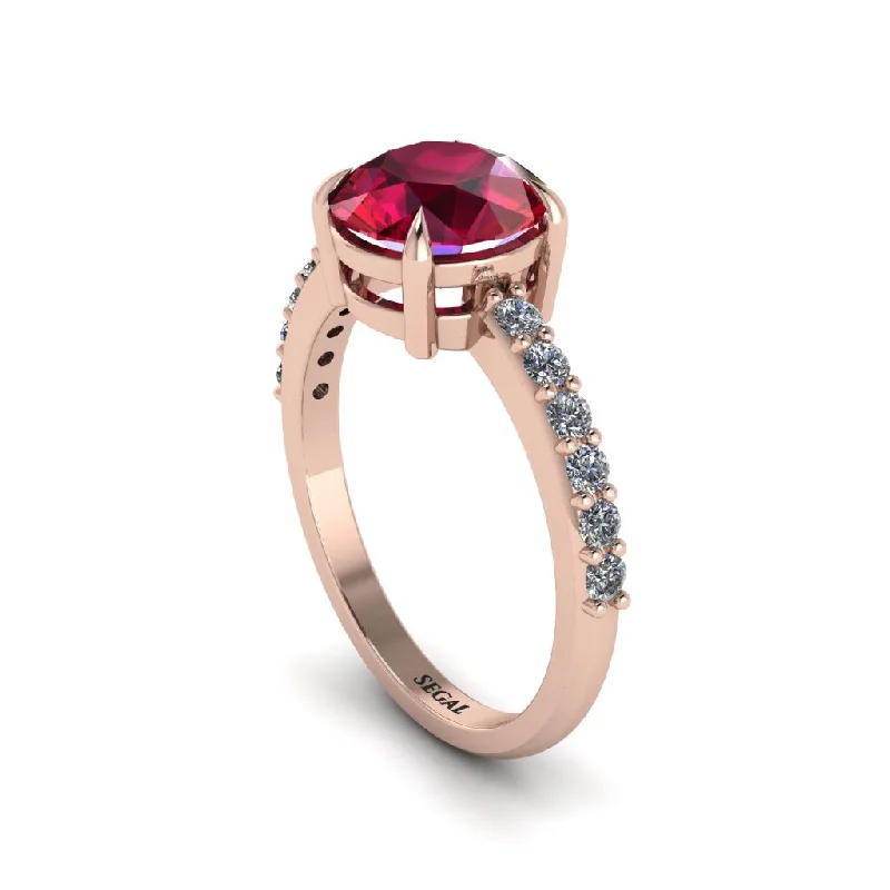 Luxury Ring for Anniversary Gifts-Traditional Ruby Engagement Ring - Elaine No. 11