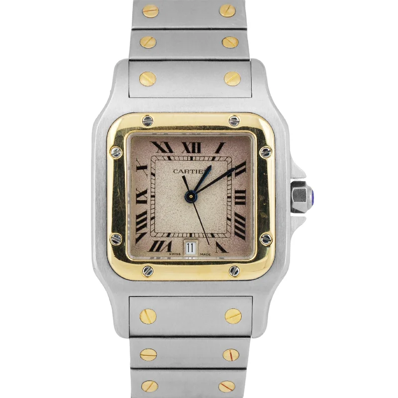 Smart Watches for Women with Fitness Tracker-PAPERS Ladies Cartier Santos Galbee 29mm Roman 18K Gold Steel Quartz 187901 BOX