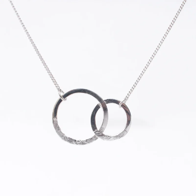 Modern Gemstone Necklace for Every Day-Matte Silver Double Hand Hammered Necklace