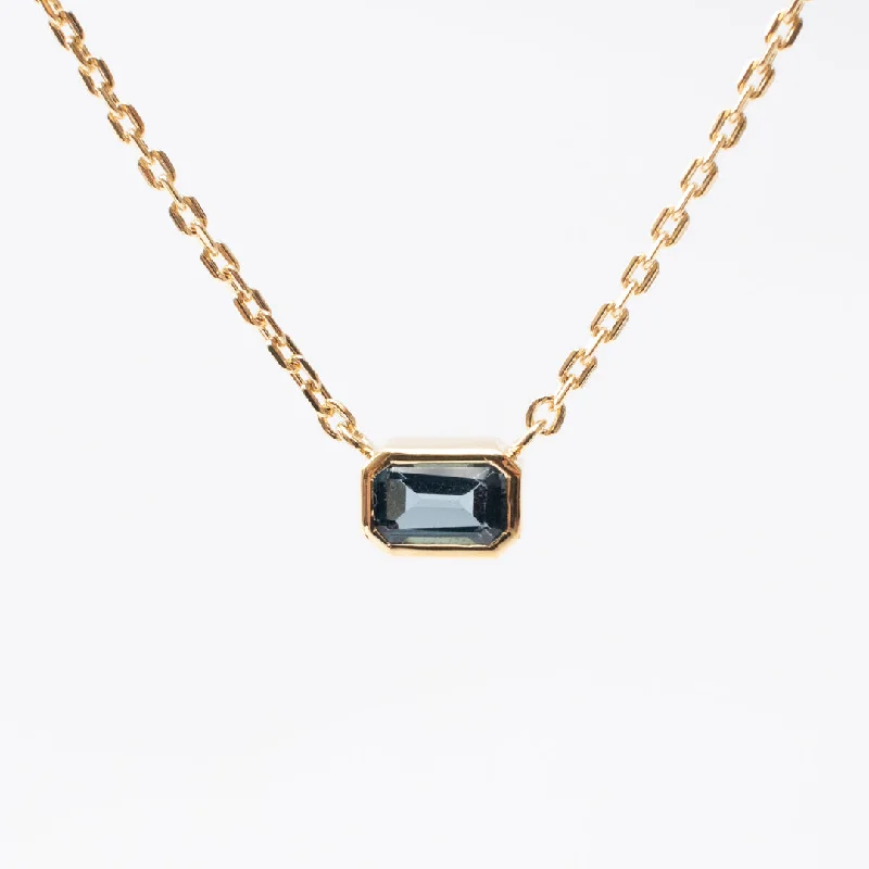 Pearl Necklace for Brides-Gold Vermeil Octagon Shaped Blue Topaz Necklace