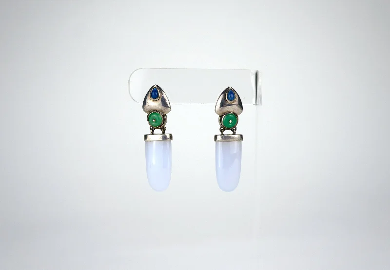 Statement Earrings for Girls-Modernist Chrysocolla Pendant Earrings