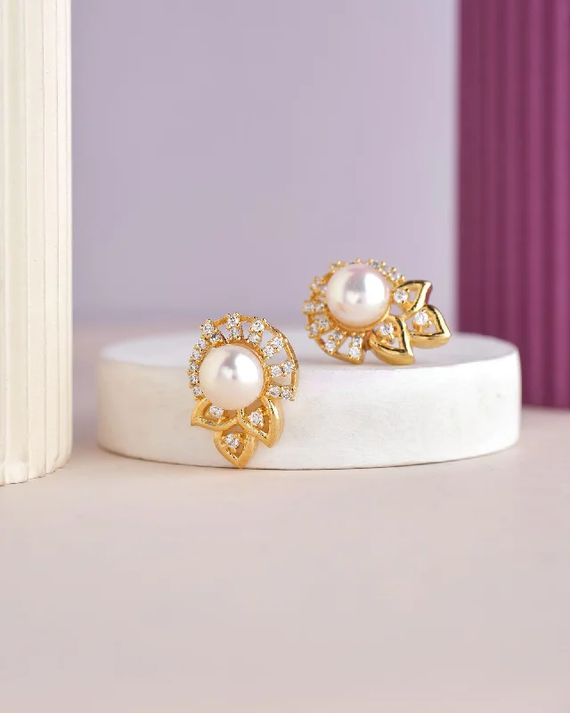 Earrings for Sensitive Ears-Pretty Stud Pearl Earring