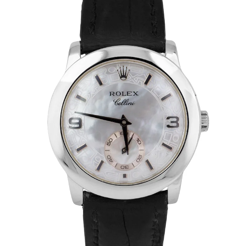 Water-Resistant Watches for Men and Women-RSC Rolex Cellini Cellinium JUBILEE MOTHER OF PEARL Platinum 35mm 5240/6 Watch