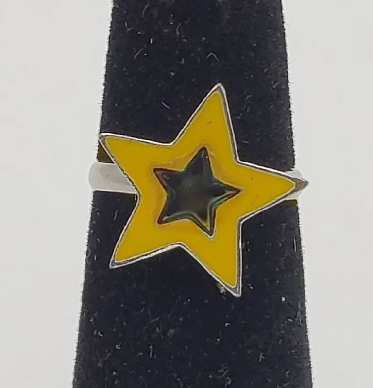 Luxury Diamond Ring for Men-Adjustable Yellow & Blue Enamel Star Toe Ring - Size 2+