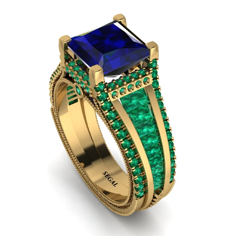 Bold Gemstone Ring for Statement Look-Princess Geometric Sapphire Engagement Ring - Marilyn No. 28