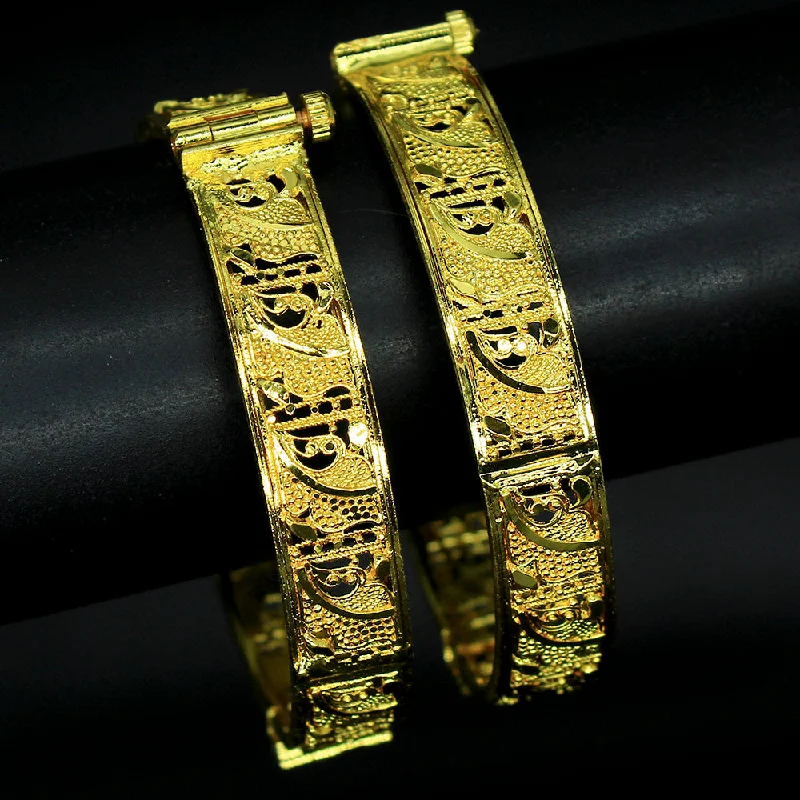 Gold Bangles with Intricate Designs-Mahavir Forming Gold Plated Bangle Set - UR 210 BANGALS