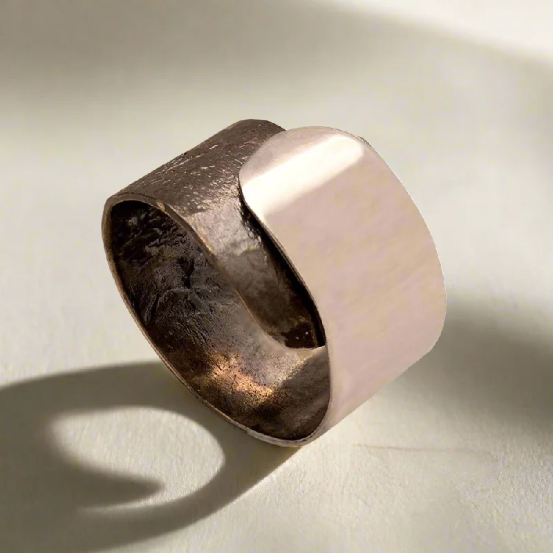 Simple Silver Ring for Everyday-Ring in Sterling Silver with Decorative Black Patina (Oxidation) (DM-46)