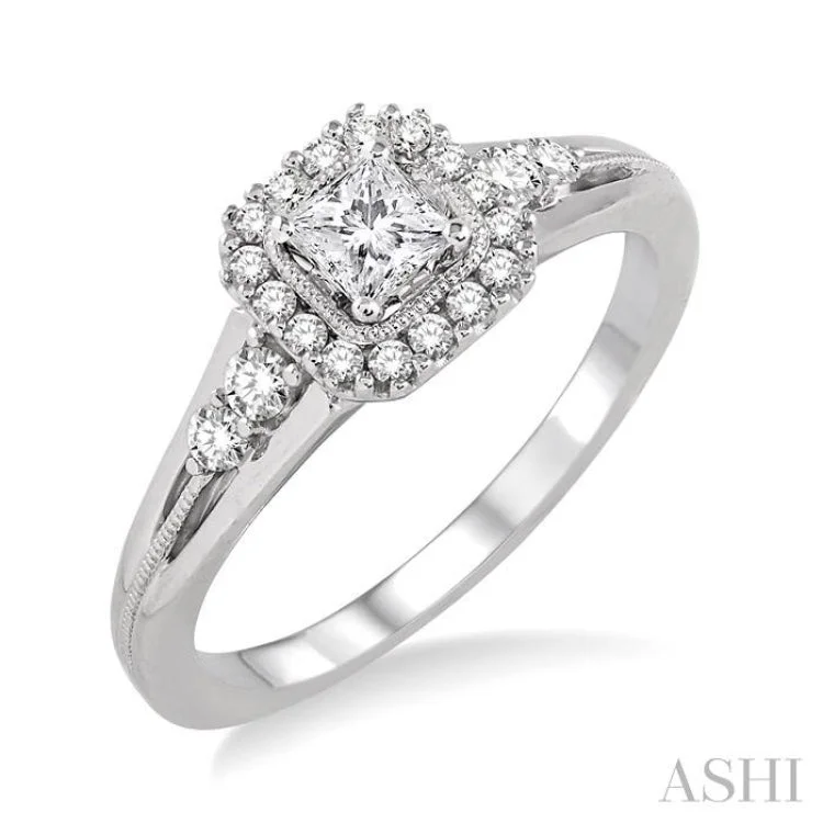 Bold Stackable Rings for Fashion-1/4 Ctw Diamond Semi-Mount Engagement Ring in 14K White Gold