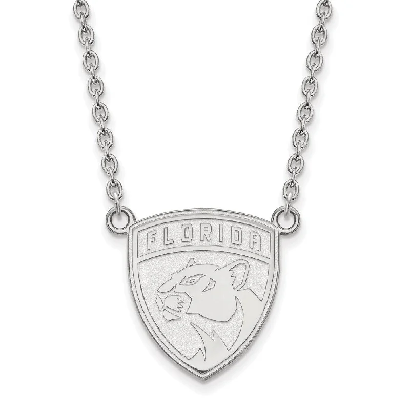 Silver Choker Necklace for Fashion-Sterling Silver NHL Florida Panthers Large Necklace, 18 Inch