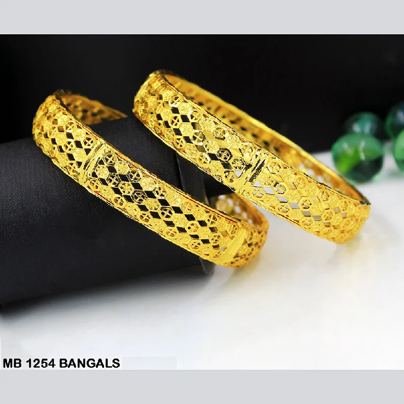 Silver Bangles for Nighttime Events-Mahavir Forming Gold Plated Bangle Set - MB 1254 BANGALS