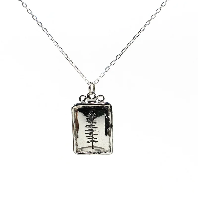 Luxury Crystal Necklace for Glamour-Medium Silver Sitka Spruce Necklace