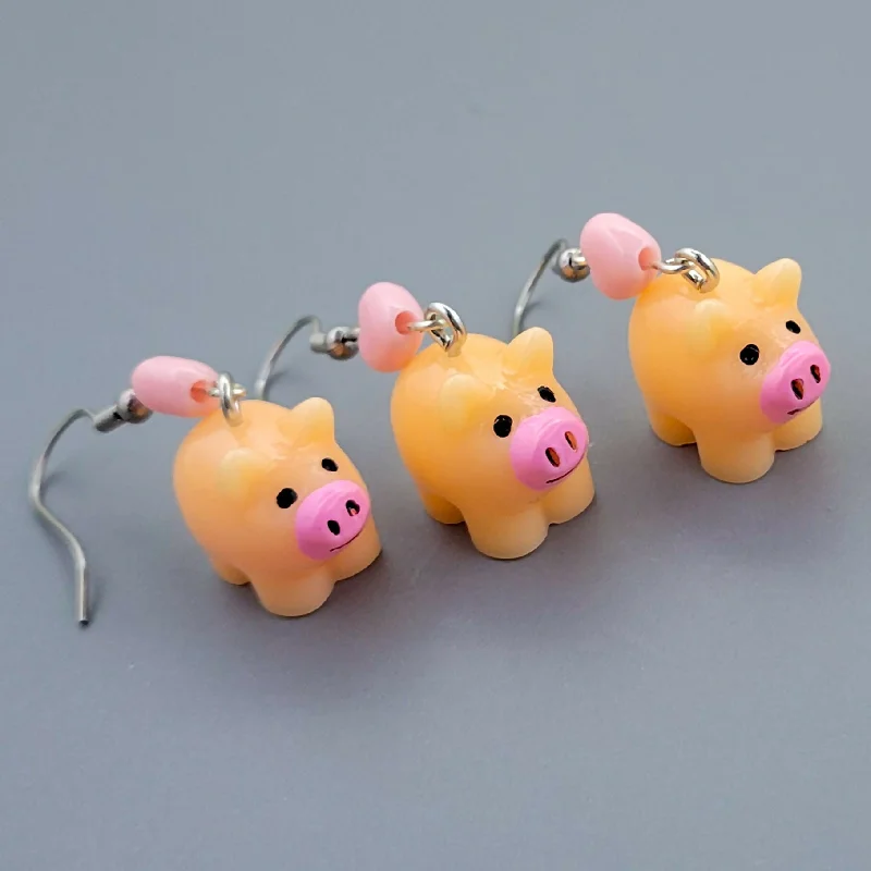 Handmade Earrings for Gift Ideas-Barnyard Pals: Pig Earrings