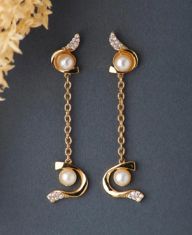 Pearl Drop Earrings for Brides-Stylish Real Peal Earring