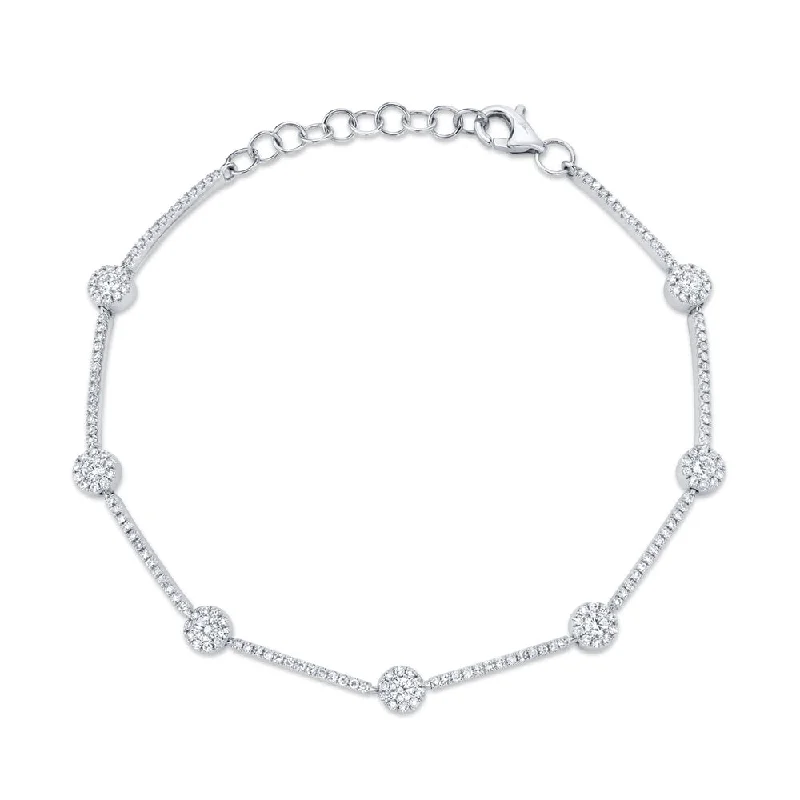 Pearl Bracelet for Brides-14K White Gold Diamond Halo Bracelet