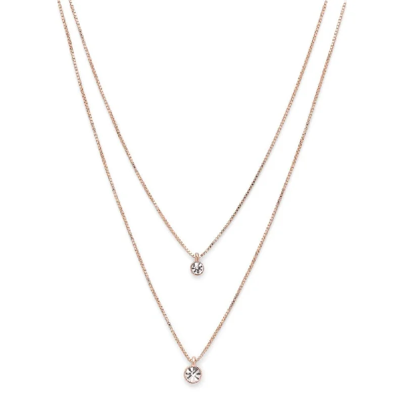 Long Necklace with Gemstones-Lucia Rose Gold Plated Necklace